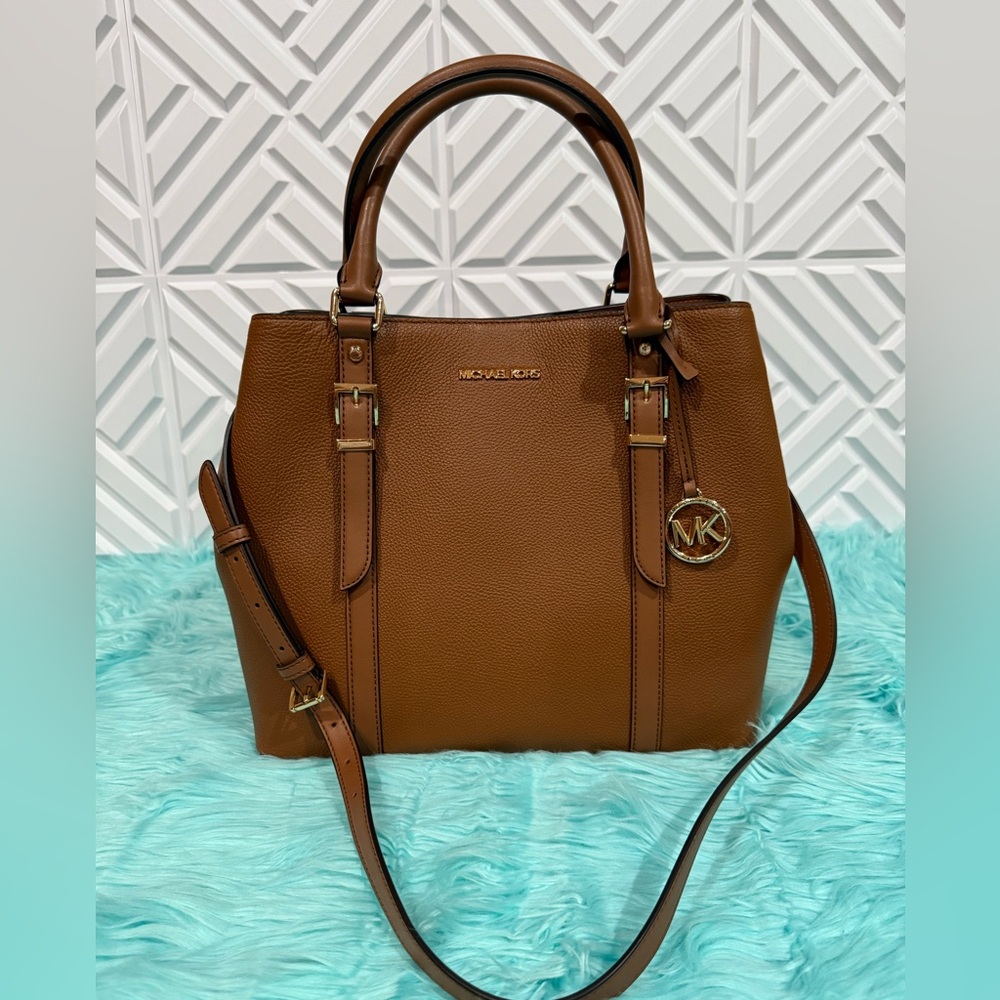 Michael Kors BEDFORD LEGACY Large Grab Tote Brown Leather Bag 38S3G06T3L NWT
